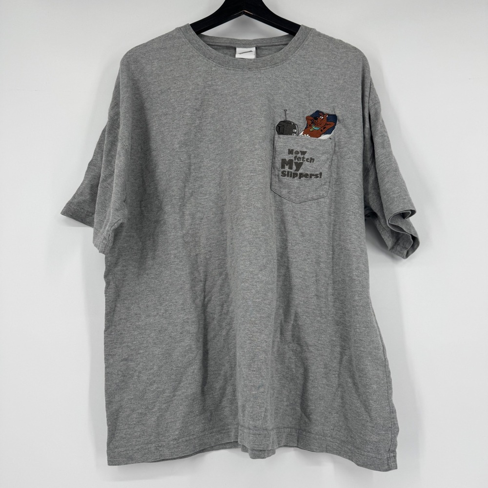 Vintage Warner Bros Studio Store Scooby Doo Pocket T-Shirt Gray XXL Y2K READ - Picture 1 of 8